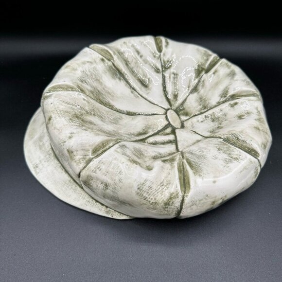 Ceramic Pageboy Newsie Cap for Decor or Trinkets in Green and White 10in - Picture 3 of 15